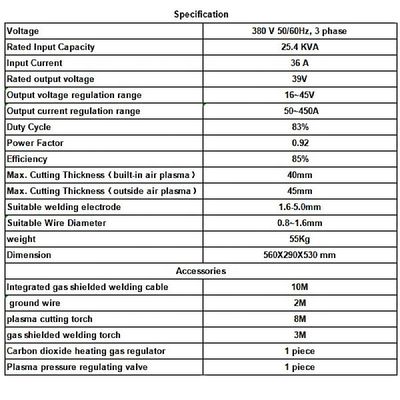 500Amp NB-500LY Schwerlastschweißanlage Luftplasma-Maschine zum Schweißen und Schneiden 380V